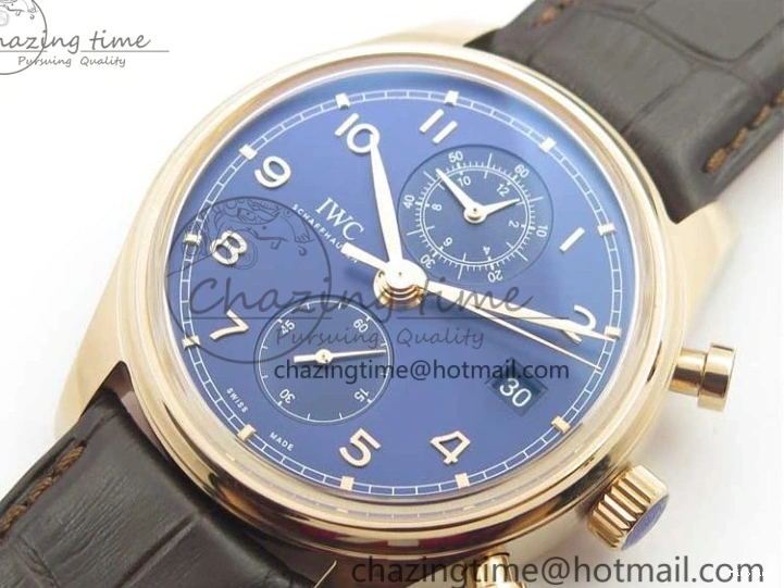 MIROTIME 0417 Portugieser Chrono  42 IW390406 RG ZF 1:1 Best Edition Blue Dial on Brown Leather Strap A Durable 7129